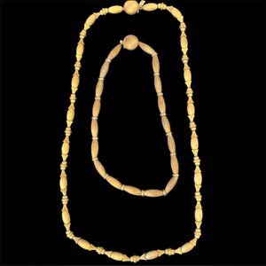 Schiaparelli Vintage Brushed Goldtone Weighted Beaded Necklaces Two Lengths